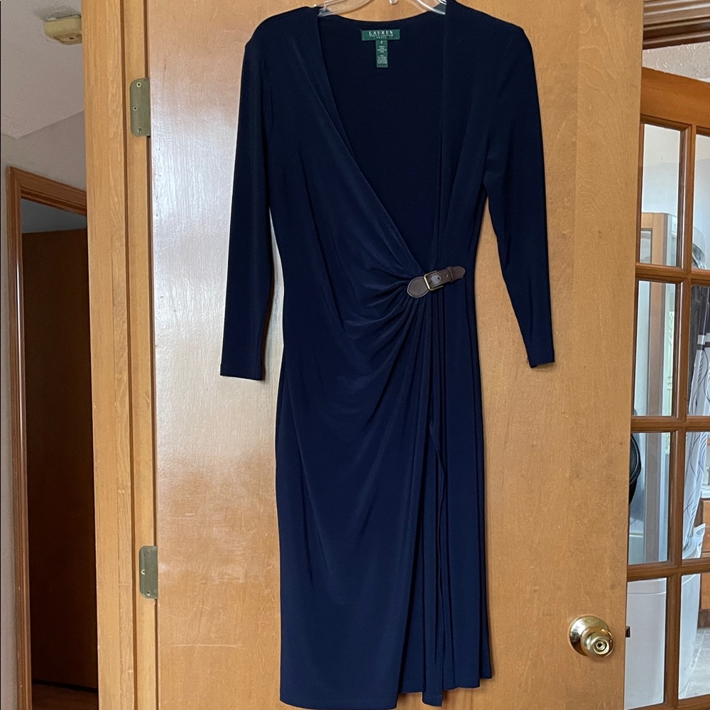 Polo Ralph Lauren Navy Long Sleeve Dress with Buckle